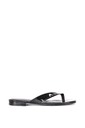 Rio' Square Toe Slip On Flat Sandals With Thong Strap - True Black - Size: 8