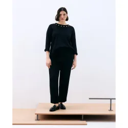Jersey de mujer con cuello pico y snaps