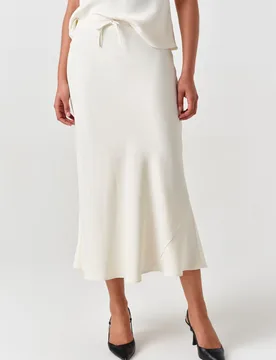 Satin Midi Slip Skirt Ivory female - GHOST - FashionsVida