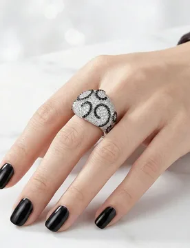 YLMyself Black White CZ Dome Ring Micro Pave Swirl Design Fashion Jewelry For Women - Aliexpress - FashionsVida