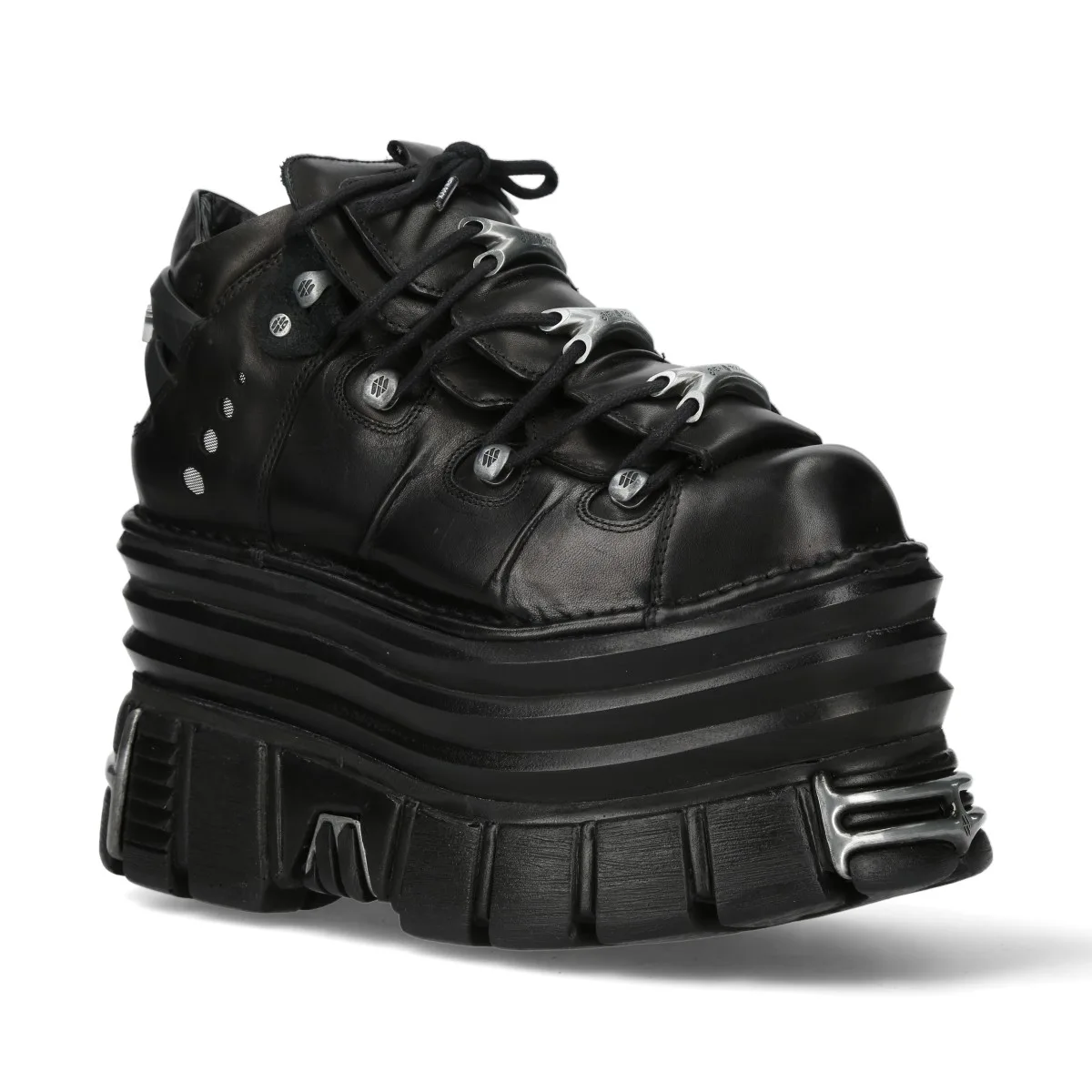 Unisex M-106-C181 Black Gothic Punk Chunky Platform Ankle Boots Leather - Size Eu 37 - New Rock - FashionsVida