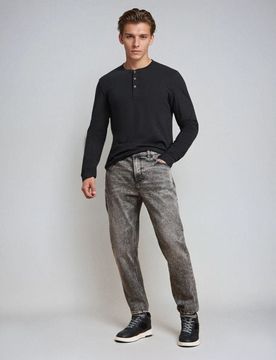 Jeans carrot fit con effetto lavato con misto viscosa - grigio