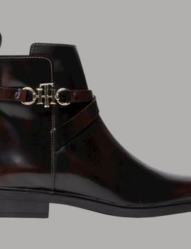 Stivaletti donna pelle liscia tacco 2,6 cm marrone