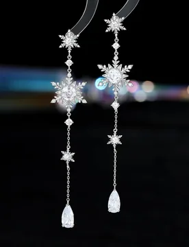 New Luxury Style Fashion Autumn Winter Snowflake Wholesale Super Sparkling Zircon Inlaid Niche Design Long Earrings - Aliexpress - FashionsVida