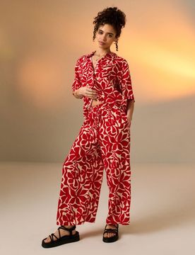 Pantaloni culotte in viscosa - rosso