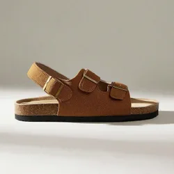 Sandalias casuales de moda con diseño de hebilla ajustable y suela gruesa para mujer