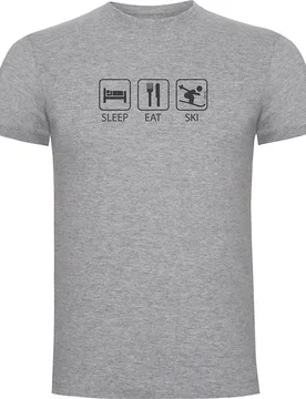 T-shirt à Manches Courtes Sleep Eat And Ski Heather Grey M - Kruskis - FashionsVida