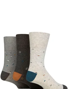 Mens 3 Pair Cotton Argyle Patterned and Striped Socks Geometric Myriad Mid Grey 6-11 - Grey - Size: 6-11 Mens - Gentle Grip - FashionsVida