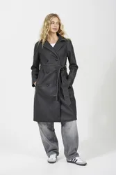 Womens Brown Oversized Pu Double Breasted Mac - Size 12 Uk