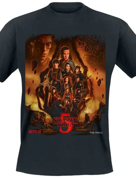 T-Shirt - Season 5 - The Finale Poster - M bis 4XL - für Männer - Größe 3XL - schwarz - Lizenzierter Fanartikel - Männer - male - Stranger Things - FashionsVida
