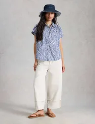Pure Cotton Printed Button Through Shirt Blue Mix female