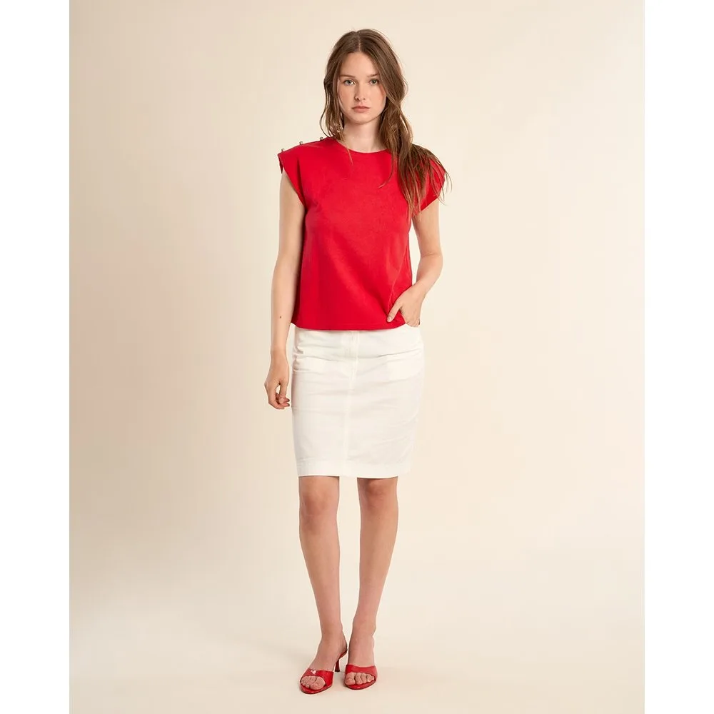 Camiseta de mujer de manga corta detalle botones - Molly Bracken - FashionsVida