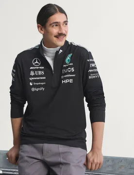 Felpa MERCEDES - AMG PETRONAS FORMULA 1 TEAM ENGINEERS QUARTER ZIP XL Black - Adidas - FashionsVida