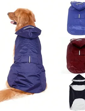 Impermeable grande reflectante para mascotas con capucha, chaqueta impermeable y a prueba de viento para perros, con tiras reflectantes, accesorios de - Shein - FashionsVida