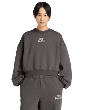 Fleece Damen Sweatshirts - Schwarz - Größe L - Baumwoll-Jersey Black L - New Balance - FashionsVida