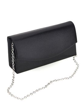 Pochette Nera in Raso con Tracolla a Catena Sera 099 7
