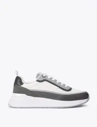 Colour Block Lace Up Trainers White male