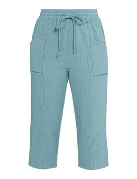 Musselin-Capri-Hose „Moni“ M gruen - wedolina - FashionsVida