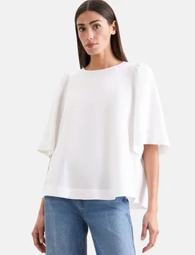 Shirt mit Glockenärmeln aus 100% Leinen Weiß 38 - Seidensticker - FashionsVida