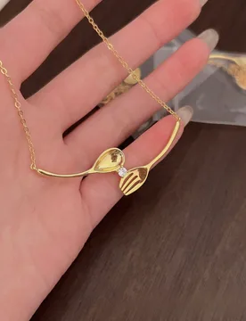 Fashion Design Geometry Tableware Spoon Fork Clavicle Necklace for Women Gold Plated Fine Chain Necklace Expensive Jewelry Gifts - Aliexpress - FashionsVida