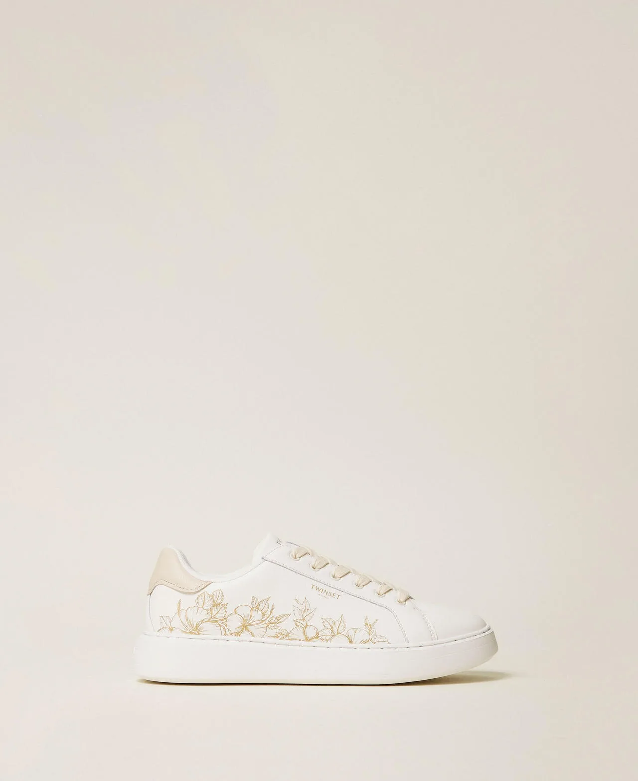 Baskets en cuir avec broderie florale - TWINSET - FashionsVida