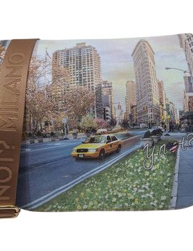 Borsa a tracolla donna 2 scomparti ecopelle pelle regolabile M Beige