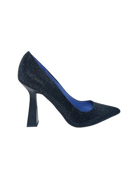 Scarpe Donna Decollete con tacco a rocchetto, full Black- cristal black