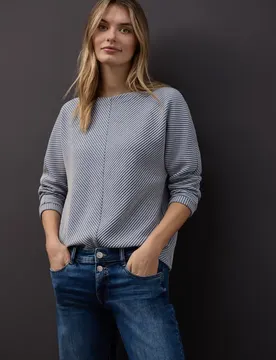 Two-Tone Strukturshirt female Blau