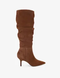 Suede Stiletto Heel Slouch Knee High Boots Medium Brown female