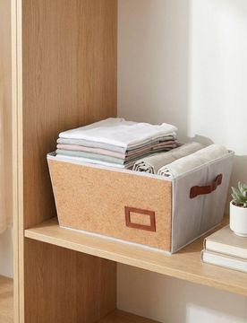 Scatola pieghevole per riporre con maniglie - beige