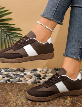 Nuevos tenis casuales planos para mujer, con punta redonda y cordones, versátiles para exteriores, ligeros, de primavera/otoño, fáciles de limpiar, - Shein - FashionsVida