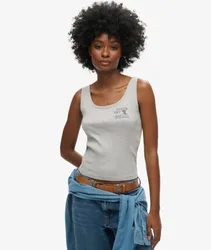 Superdry Damen Geripptes Athletic Essentials Tanktop Grau - Größe: 40