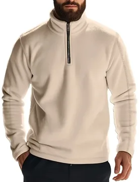 Men's Heavy Compound Fleece Outdoor Long Sleeve Zipper Stand-Up Collar Bottom Sweater Handsome Temperament - Aliexpress - FashionsVida