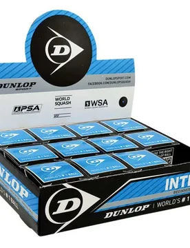Intro Single Blue Dot Squash Balls Black 12 Balls - Dunlop - FashionsVida