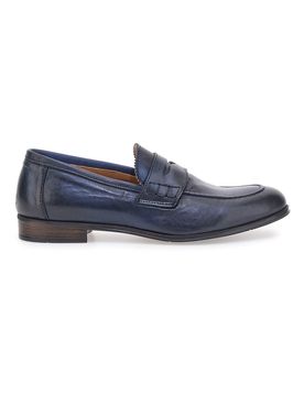 Mocassini blu vera pelle made in italy 1051 40