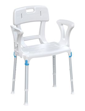 Duschhocker "laguna" mit Hygieneausschnitt, Armlehne, Rückenlehne weiss