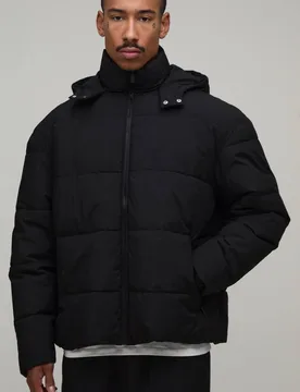 Herren Plus Strukturiertes Gewebtes Seersucker Zip-Up Harrington-JackeOvershirt Black Größe 5XL - boohooMAN - FashionsVida