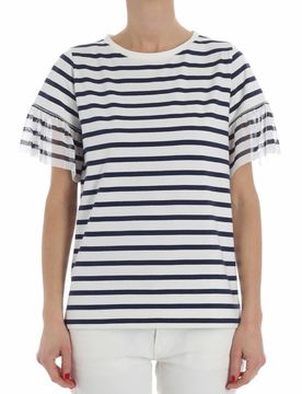Fuzzi T-shirt a righe bianca e blu