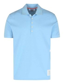 Thom Browne Polo In Cotone Azzurro