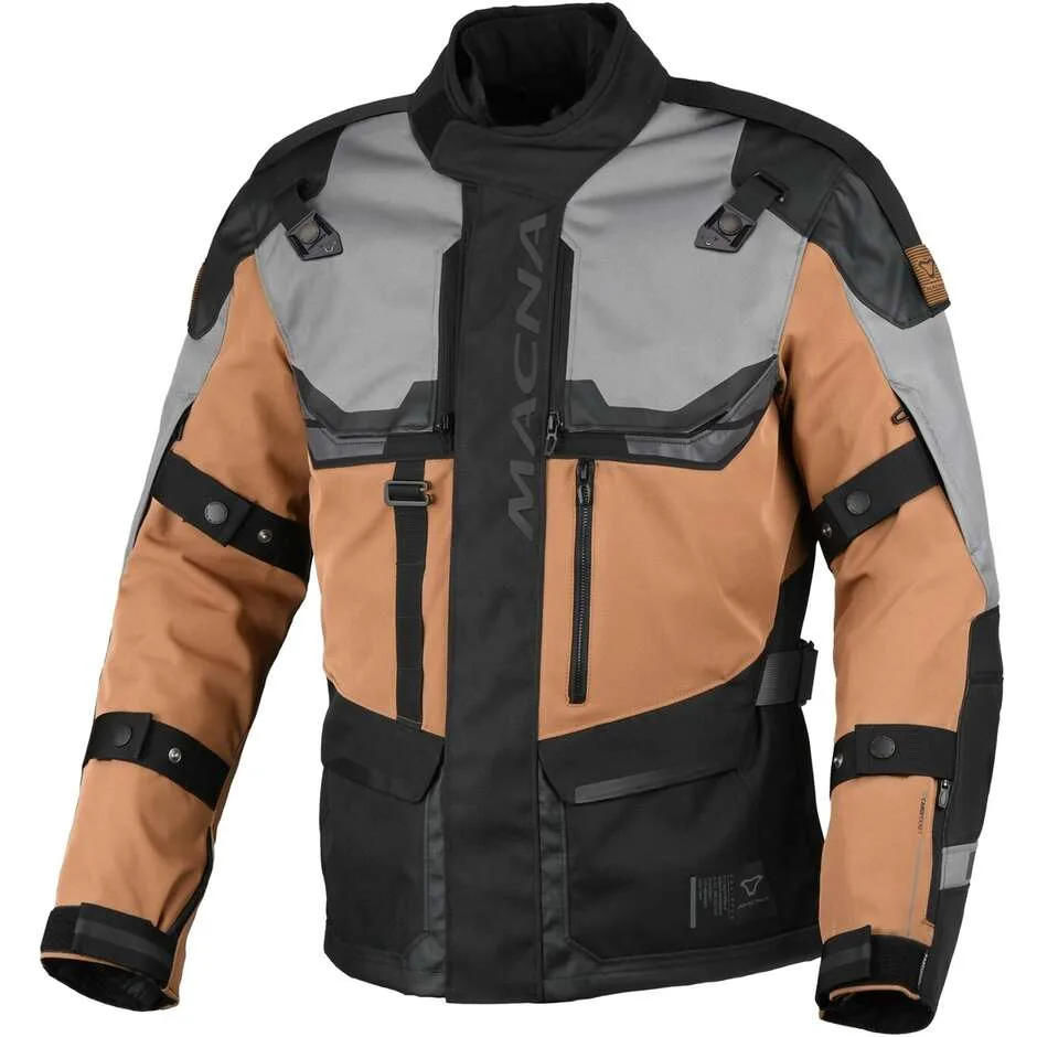 Giacca Moto Touros Marrone Grigio Nero taglia 3XL - Macna - FashionsVida
