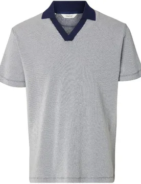 Polo de hombre de manga corta con cuello abierto - Selected - FashionsVida