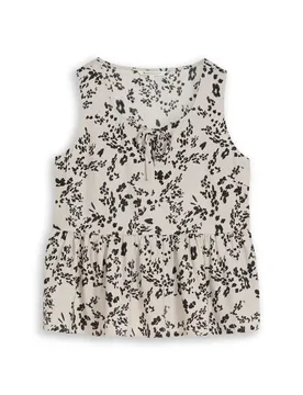 Linen mix blouse with bow female
