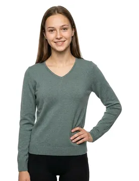 Pull à Col En V Ril Knit Balsam Green / Dark Melange 2XL