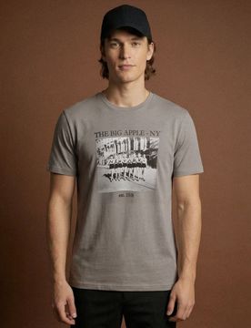 T-shirt in cotone con stampa - grigio medio