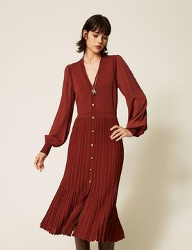 Robe longue trompe-l'ail en maille