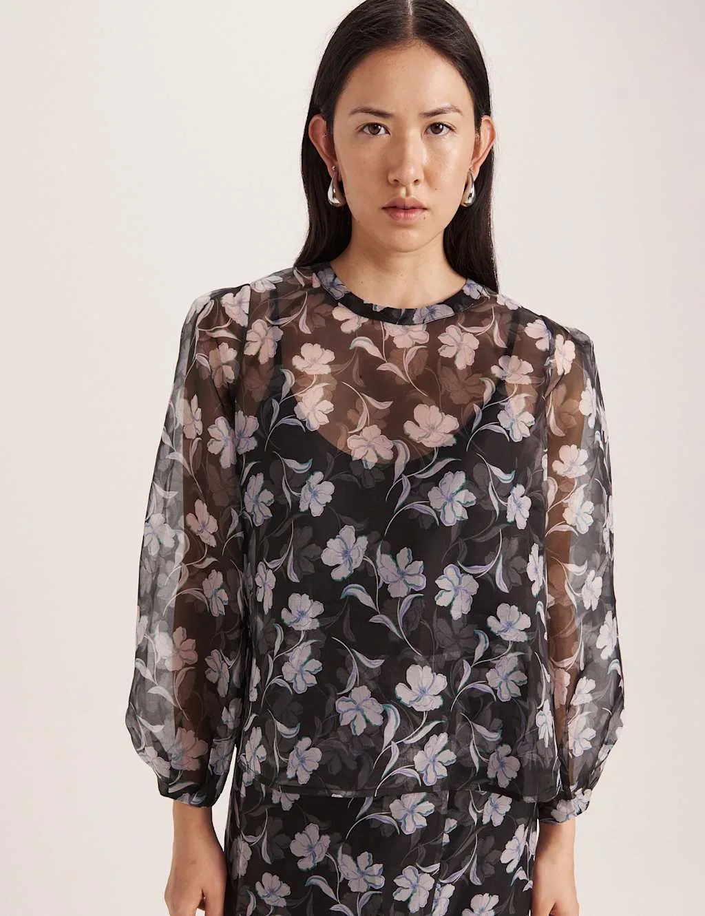Pure Silk Organza Primrose Floral Top Multi female - Saba - FashionsVida
