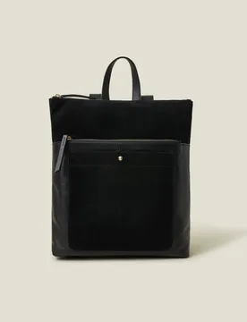 Suede and Leather Backpack Black female - Accessorize - FashionsVida