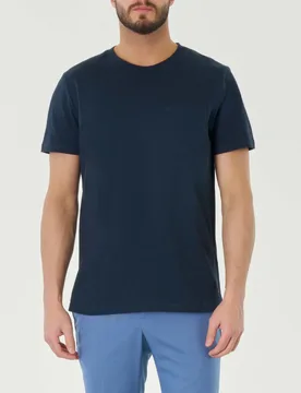 T-shirt blu mezza manica in puro cotone con taschino al petto - Peuterey - FashionsVida