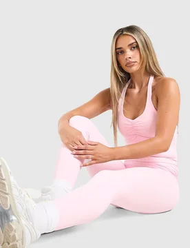 Ruche Side Leggings - Damen, Rosa - female - Size: S - DAILYSZN - FashionsVida