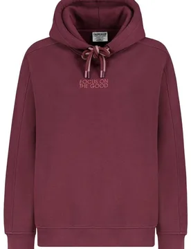 Kapuzenpullover - BASIC HOODIE WITH EMBROIDERY - XS bis S - für Damen - Größe XS - rot - Frauen - female - Fresh Made - FashionsVida